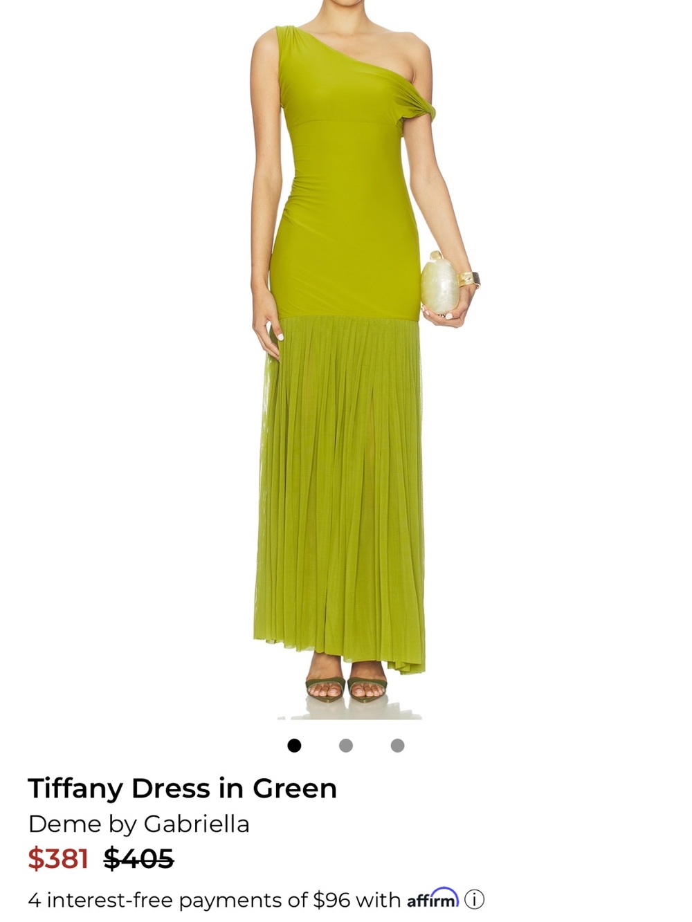 Deme by Gabriella Tiffany One-Shoulder Green Maxi Dress